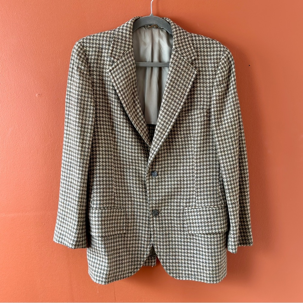 Vintage 1970s Houndstooth Wool Blazer Size XS/S